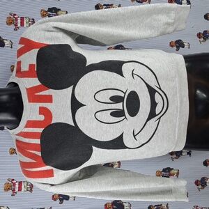 Disney Mickey Mouse big face graphic spellout logo med gray pullover sweatshirt